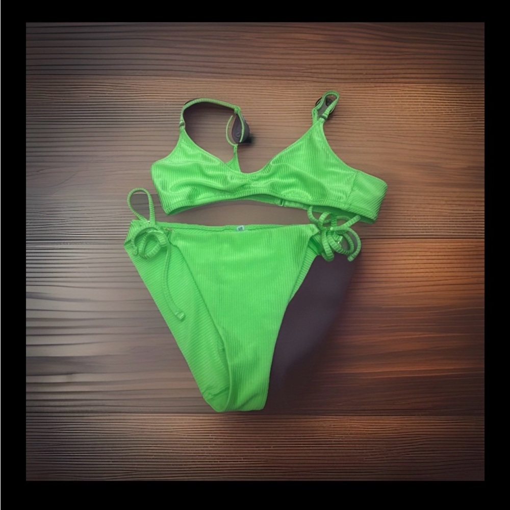 aerie Bright Lime Ribbed Two-Piece Bikini